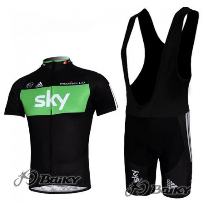 SKY Pro Team Fietspakken Fietsshirt Korte+Korte koersbroeken Bib zwart groen 550 SKY Pro Team Fietspakken Fietsshirt Korte+Korte koersbroeken Bib zwart groen 550