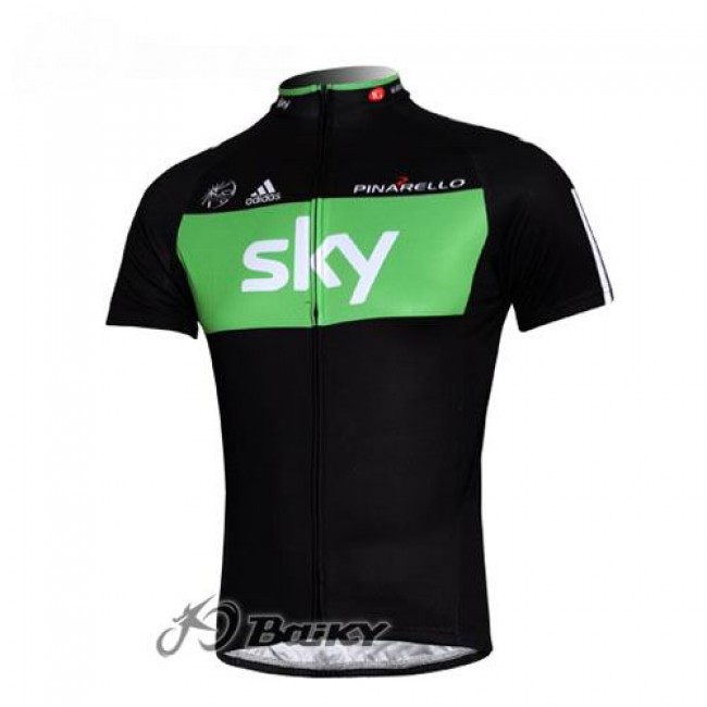 SKY Pro Team Fietsshirt Korte mouw zwart groen 3967 SKY Pro Team Fietsshirt Korte mouw zwart groen 3967