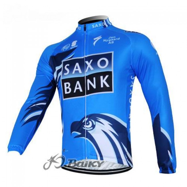 Saxo Bank Sungard Pro Team Fietsshirt lange mouw blauw zwart 515 Saxo Bank Sungard Pro Team Fietsshirt lange mouw blauw zwart 515