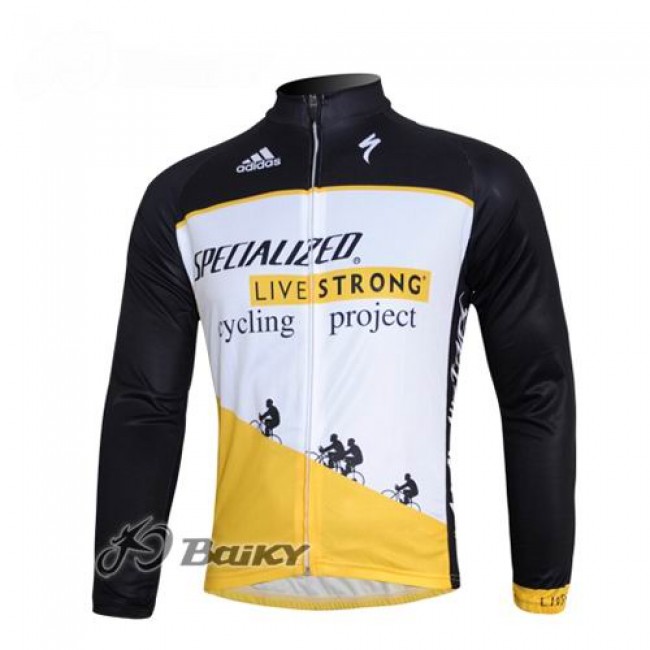 Specialized Livestrong Fietsshirt lange mouw wit zwart geel 4508 Specialized Livestrong Fietsshirt lange mouw wit zwart geel 4508