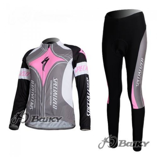 Specialized Pro Team lange fietsbroeken met zeem Fietsshirt lange mouw Kits roze Grijs Dames 3478 Specialized Pro Team lange fietsbroeken met zeem Fietsshirt lange mouw Kits roze Grijs Dames 3478