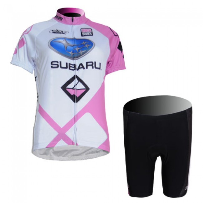 Subaru Fiets Fietsshirt Korte mouw Korte fietsbroeken met zeem Kits wit roze Dames 3476 Subaru Fiets Fietsshirt Korte mouw Korte fietsbroeken met zeem Kits wit roze Dames 3476