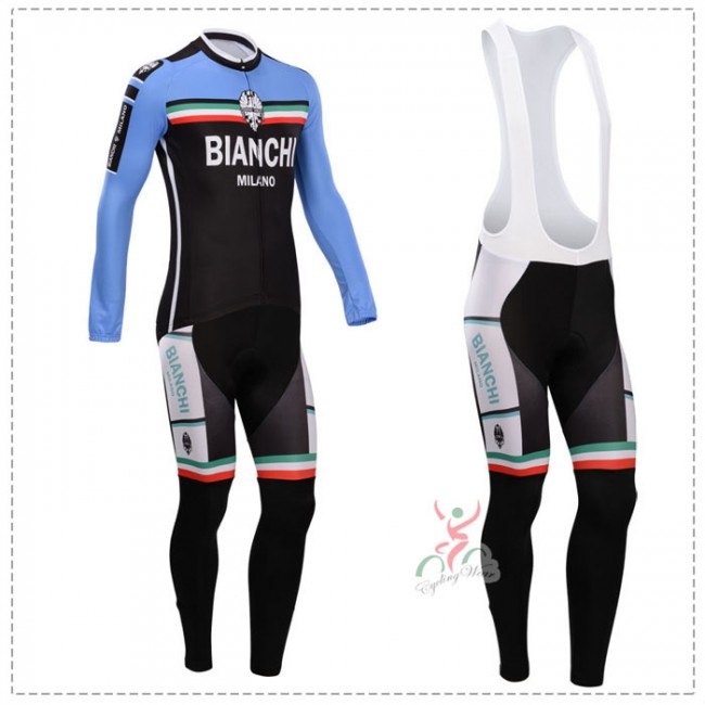 Bianchi 2014 Fietskleding Fietsshirt Lange Mouwen+lange fietsbroeken Bib Blauw Zwart 842 Bianchi 2014 Fietskleding Fietsshirt Lange Mouwen+lange fietsbroeken Bib Blauw Zwart 842