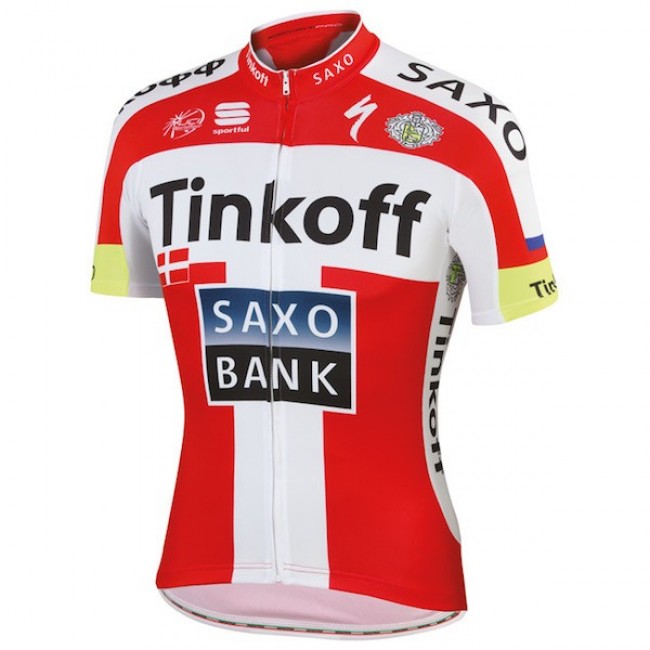 2015 Tinkoff-Saxo Bank Champion danoise Fietsshirt Korte Mouwen 1972 2015 Tinkoff-Saxo Bank Champion danoise Fietsshirt Korte Mouwen 1972