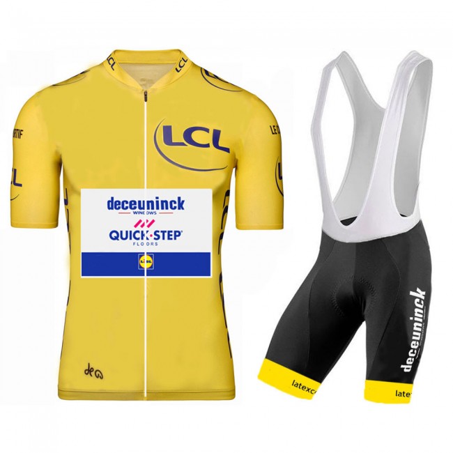 DECEUNINCK QUICK-STEP 2020 Tour De France geel Fietskleding Wielershirt Korte Mouw+Korte Fietsbroeken Bib 2022 DECEUNINCK QUICK-STEP 2020 Tour De France geel Fietskleding Wielershirt Korte Mouw+Korte Fietsbroeken Bib 2022