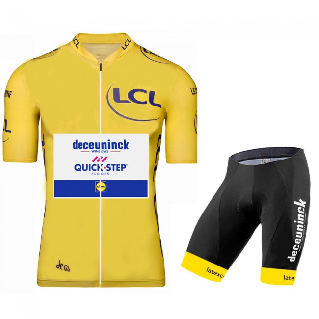 DECEUNINCK QUICK-STEP 2020 Tour De France geel Fietskleding Fietsshirt Korte Mouw+Korte Fietsbroeken 2024 DECEUNINCK QUICK-STEP 2020 Tour De France geel Fietskleding Fietsshirt Korte Mouw+Korte Fietsbroeken 2024