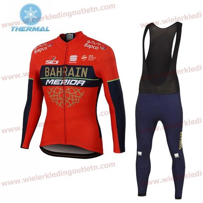 Bahrain Merida 2018 winterset Wielerkleding Set Wielershirts lange mouw+fietsbroek lang met zeem nl18a062 Bahrain Merida 2018 winterset Wielerkleding Set Wielershirts lange mouw+fietsbroek lang met zeem nl18a062