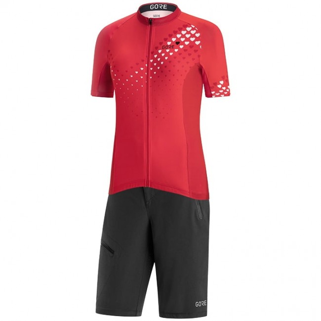 Dames GORE WEAR GORE C3 Heart Fietskleding Fietsshirt Korte Mouw+Bikeshorts Rood Wit CB8LY CB8LY Dames GORE WEAR GORE C3 Heart Fietskleding Fietsshirt Korte Mouw+Bikeshorts Rood Wit CB8LY CB8LY