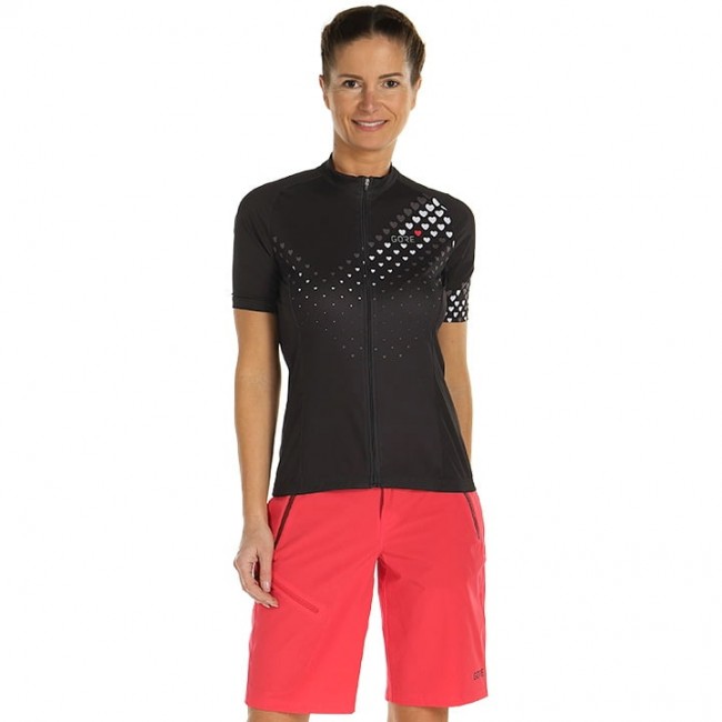 Dames GORE WEAR GORE C3 Heart Fietskleding Fietsshirt Korte Mouw+Bikeshorts Zwart Wit T89GB T89GB Dames GORE WEAR GORE C3 Heart Fietskleding Fietsshirt Korte Mouw+Bikeshorts Zwart Wit T89GB T89GB