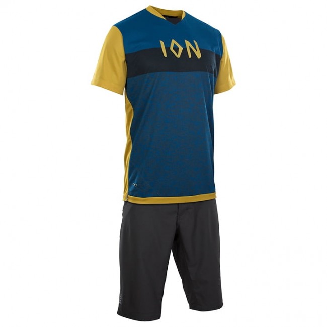 ION Scrub AMP Fietskleding Bikeshirt+Bikeshorts Blauw Geel 7R3BN 7R3BN ION Scrub AMP Fietskleding Bikeshirt+Bikeshorts Blauw Geel 7R3BN 7R3BN