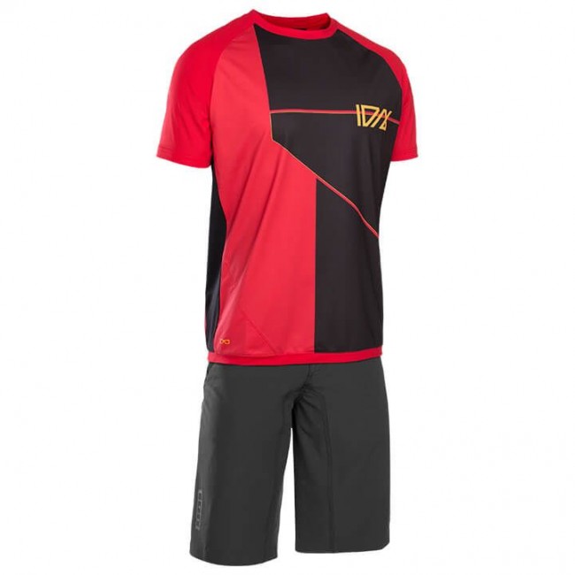 ION Traze AMP Cblock Fietskleding Bikeshirt+Bikeshorts Zwart Rood ZAZ1O ZAZ1O ION Traze AMP Cblock Fietskleding Bikeshirt+Bikeshorts Zwart Rood ZAZ1O ZAZ1O