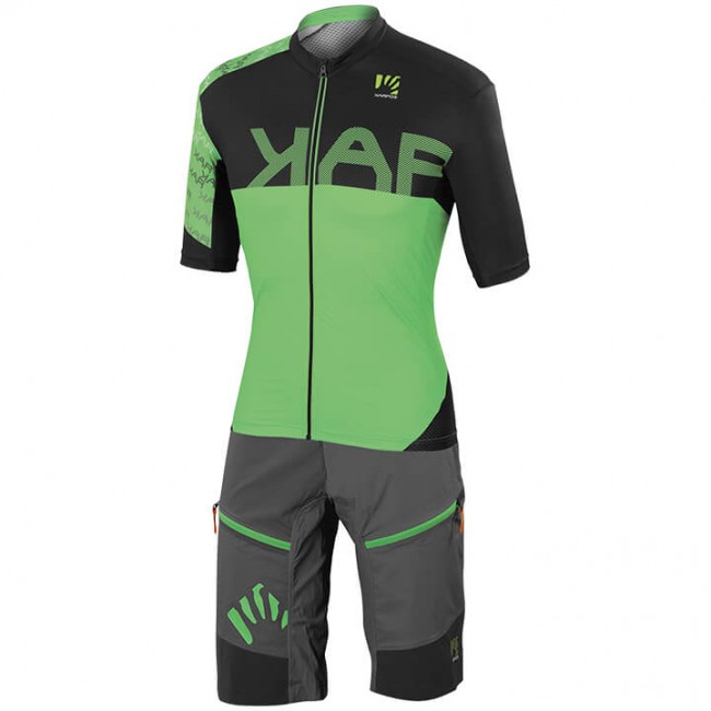 KARPOS Jump Fietskleding Fietsshirt Korte Mouw+Bikeshorts Zwart Groen B76JY B76JY KARPOS Jump Fietskleding Fietsshirt Korte Mouw+Bikeshorts Zwart Groen B76JY B76JY