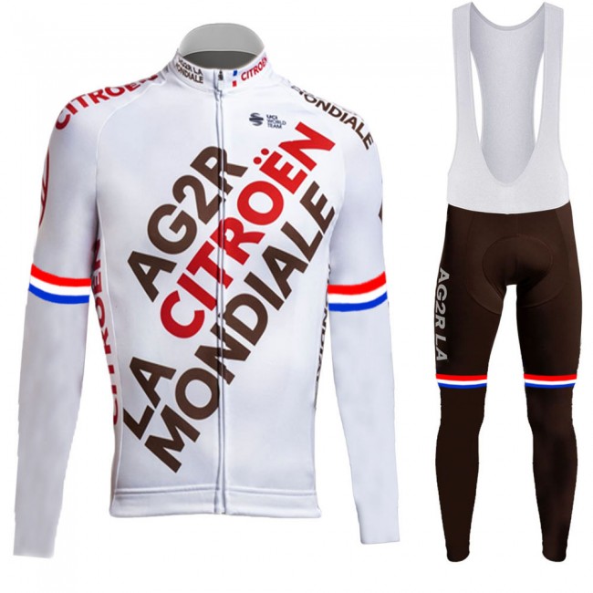 2021 Ag2r Mondiale Citroen france Fietskleding Fietsshirt Lange Mouw+Lange Fietsbroek Bib 720 2021 Ag2r Mondiale Citroen france Fietskleding Fietsshirt Lange Mouw+Lange Fietsbroek Bib 720