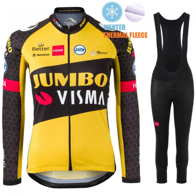 2021 Winter Fleece Jumbo Visma dames Pro Team Fietskleding Fietsshirt Lange Mouw+Lange Fietsbroek Bib 847 2021 Winter Fleece Jumbo Visma dames Pro Team Fietskleding Fietsshirt Lange Mouw+Lange Fietsbroek Bib 847