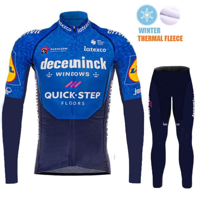 2021 Winter Fleece Deceuninck quick step Pro Team Fietskleding Fietsshirt Lange Mouw+Lange Fietsbroek Bib 927 2021 Winter Fleece Deceuninck quick step Pro Team Fietskleding Fietsshirt Lange Mouw+Lange Fietsbroek Bib 927
