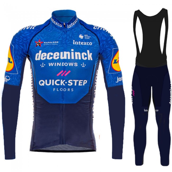 2021 Deceuninck quick step Pro Team Fietskleding Fietsshirt Lange Mouw+Lange Fietsbroek Bib 1010 2021 Deceuninck quick step Pro Team Fietskleding Fietsshirt Lange Mouw+Lange Fietsbroek Bib 1010