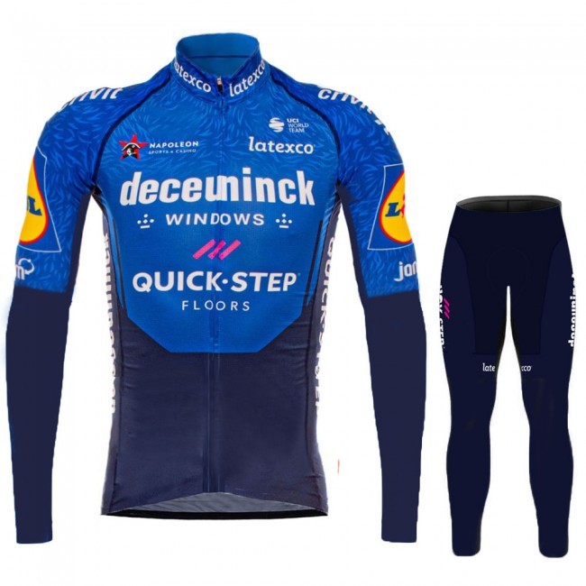 2021 Deceuninck quick step Pro Team Fietskleding Fietsshirt Lange Mouw+Lange Fietsbroek Bib 1011 2021 Deceuninck quick step Pro Team Fietskleding Fietsshirt Lange Mouw+Lange Fietsbroek Bib 1011