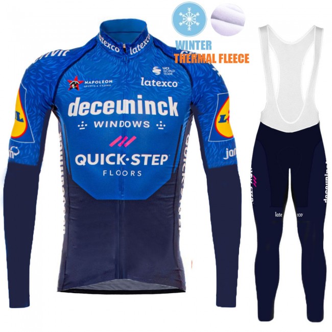 2021 Winter Fleece Deceuninck quick step Pro Team Fietskleding Fietsshirt Lange Mouw+Lange Fietsbroek Bib 1016 2021 Winter Fleece Deceuninck quick step Pro Team Fietskleding Fietsshirt Lange Mouw+Lange Fietsbroek Bib 1016