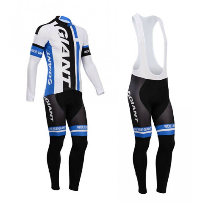 Giant 2014 Fietskleding Fietsshirt Lange Mouwen+lange fietsbroeken Bib Blauw Wit 1068 Giant 2014 Fietskleding Fietsshirt Lange Mouwen+lange fietsbroeken Bib Blauw Wit 1068