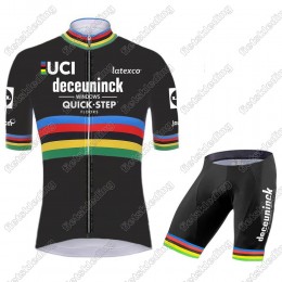 Deceuninck quick step 2021 UCI World Champion Fietskleding Set Wielershirt Korte Mouw+Korte Fietsbroeken 2021023 Deceuninck quick step 2021 UCI World Champion Fietskleding Set Wielershirt Korte Mouw+Korte Fietsbroeken 2021023