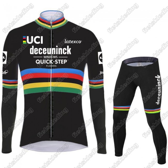 Deceuninck quick step 2021 UCI World Champion Wielerkleding Set Fietsshirts Lange Mouw+Lange Fietsrbroek Bib 2021030 Deceuninck quick step 2021 UCI World Champion Wielerkleding Set Fietsshirts Lange Mouw+Lange Fietsrbroek Bib 2021030
