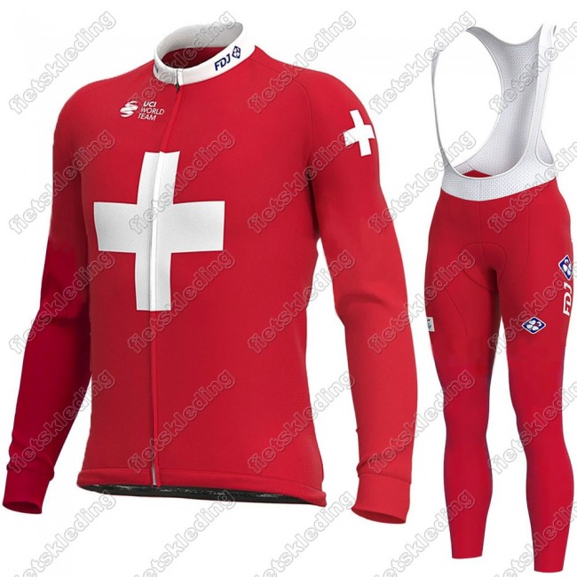 Swiss FDJ 2021 Wielerkleding Set Fietsshirts Lange Mouw+Lange Fietsrbroek Bib 2021370 Swiss FDJ 2021 Wielerkleding Set Fietsshirts Lange Mouw+Lange Fietsrbroek Bib 2021370