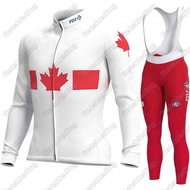 Canada FDJ 2021 Wielerkleding Set Fietsshirts Lange Mouw+Lange Fietsrbroek Bib 2021376 Canada FDJ 2021 Wielerkleding Set Fietsshirts Lange Mouw+Lange Fietsrbroek Bib 2021376