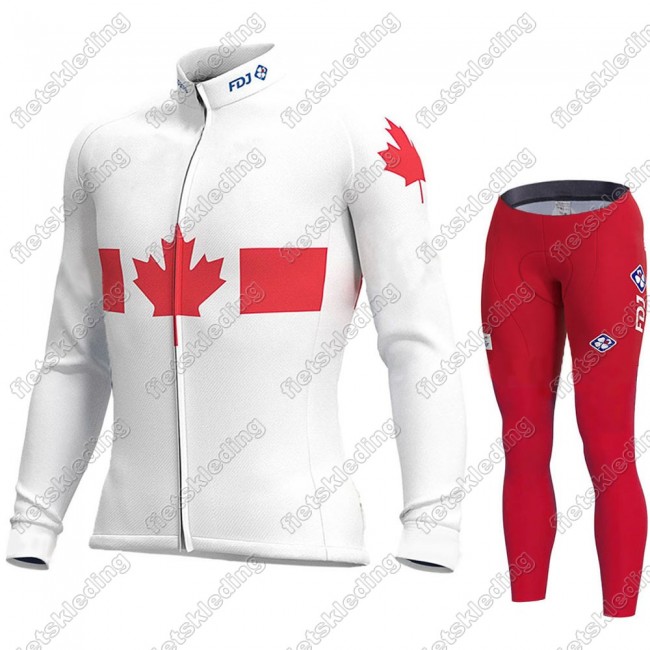 Canada FDJ 2021 Wielerkleding Set Fietsshirts Lange Mouw+Lange Fietsrbroek Bib 2021377 Canada FDJ 2021 Wielerkleding Set Fietsshirts Lange Mouw+Lange Fietsrbroek Bib 2021377