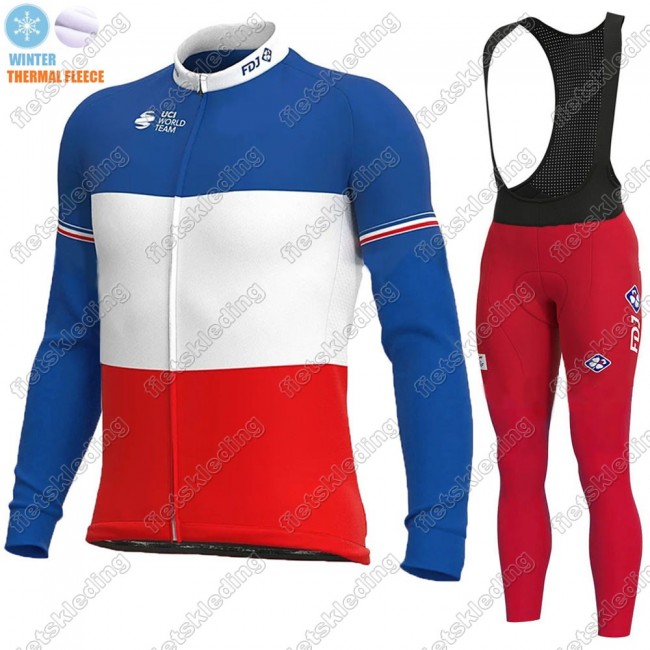 France FDJ Winter Thermal Fleece 2021 Wielerkleding Set Fietsshirts Lange Mouw+Lange Fietsrbroek Bib 2021402 France FDJ Winter Thermal Fleece 2021 Wielerkleding Set Fietsshirts Lange Mouw+Lange Fietsrbroek Bib 2021402