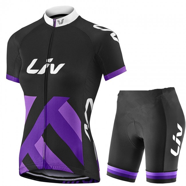 Liv Pro team 2017 zwart-lila Fietskleding Set Fietsshirt Korte mouw+Korte fietsbroeken 862BBLBQ 2017082283 Liv Pro team 2017 zwart-lila Fietskleding Set Fietsshirt Korte mouw+Korte fietsbroeken 862BBLBQ 2017082283