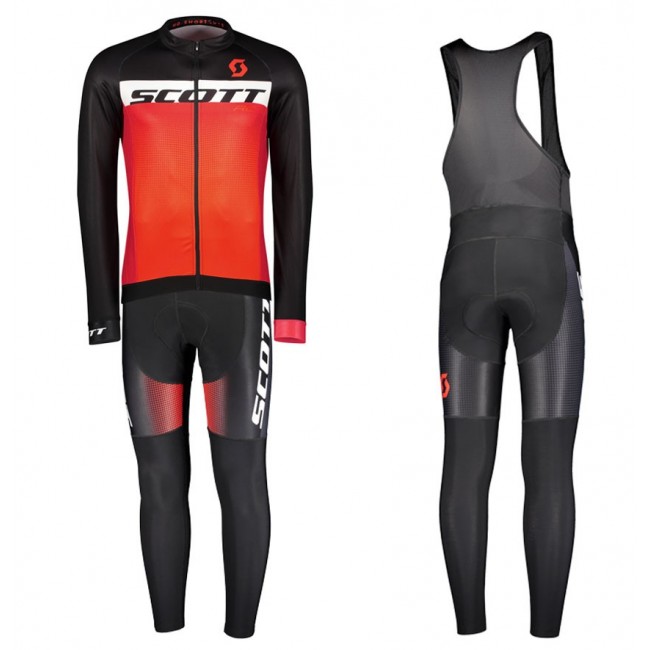 2017 Scott RC zwart-rood Fietskleding Wielershirt lange mouw+Lange fietsbroeken Bib 2569 2017 Scott RC zwart-rood Fietskleding Wielershirt lange mouw+Lange fietsbroeken Bib 2569