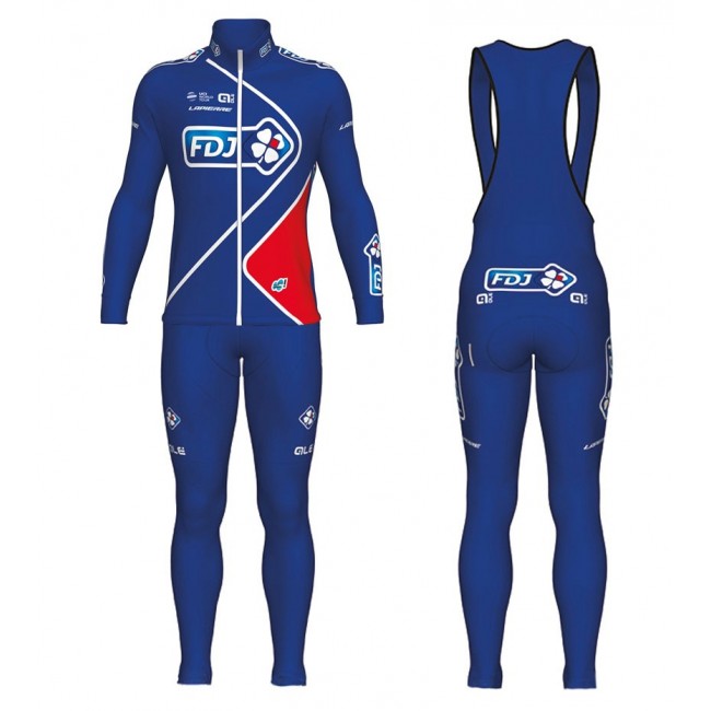 2017 Pro Team FDJ blauw Fietskleding Wielershirt lange mouw+Lange fietsbroeken Bib 2470 2017 Pro Team FDJ blauw Fietskleding Wielershirt lange mouw+Lange fietsbroeken Bib 2470