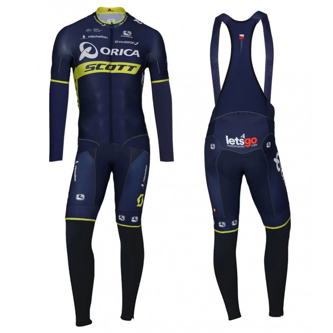 2017 Pro Team Orica Scott Fietskleding Wielershirt lange mouw+Lange fietsbroeken Bib 2531 2017 Pro Team Orica Scott Fietskleding Wielershirt lange mouw+Lange fietsbroeken Bib 2531
