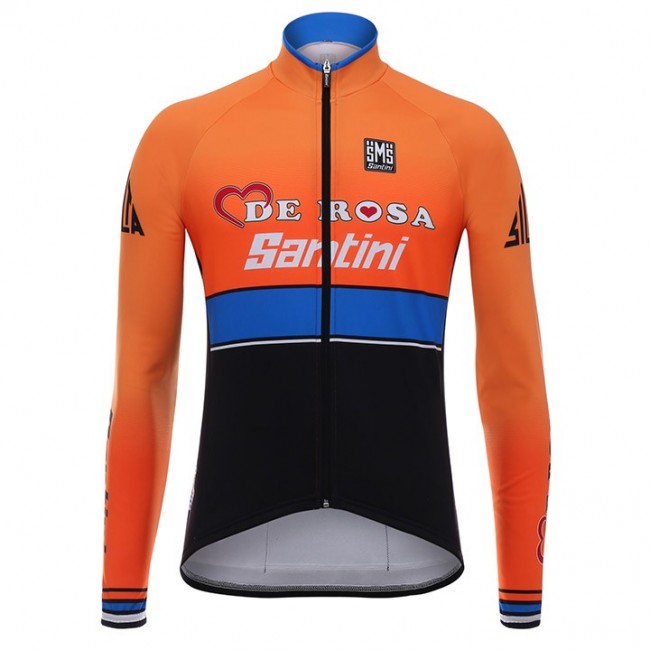 2017 De-Rosa Pro Team Orange-zwart Fietsshirt lange mouw 2457 2017 De-Rosa Pro Team Orange-zwart Fietsshirt lange mouw 2457