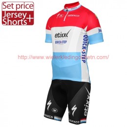 ETIXX-QUICK STEP 2017 Luxembourgian Champion rood blauw Fietskleding Fietsshirt Korte+Korte fietsbroeken 201717563 ETIXX-QUICK STEP 2017 Luxembourgian Champion rood blauw Fietskleding Fietsshirt Korte+Korte fietsbroeken 201717563