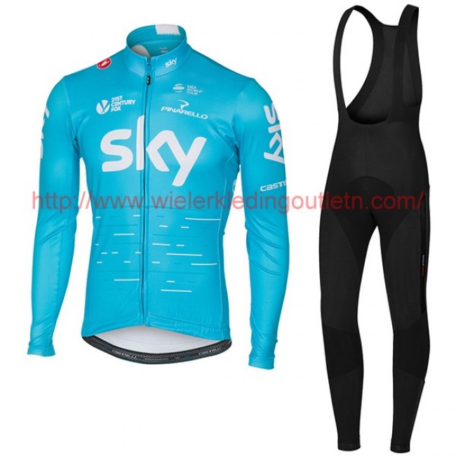 Sky Pro 2017 blauw Fietskleding Fietsshirt lange mouw+Lange fietsbroeken Bib 201717638 Sky Pro 2017 blauw Fietskleding Fietsshirt lange mouw+Lange fietsbroeken Bib 201717638
