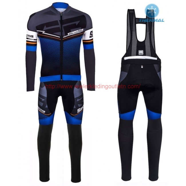 2016 Santini Interactive 30 zwart-Blauw Winter Set Wielerkleding Wielershirt lange mouw+Lange fietsbroeken Bib 213640 2016 Santini Interactive 30 zwart-Blauw Winter Set Wielerkleding Wielershirt lange mouw+Lange fietsbroeken Bib 213640
