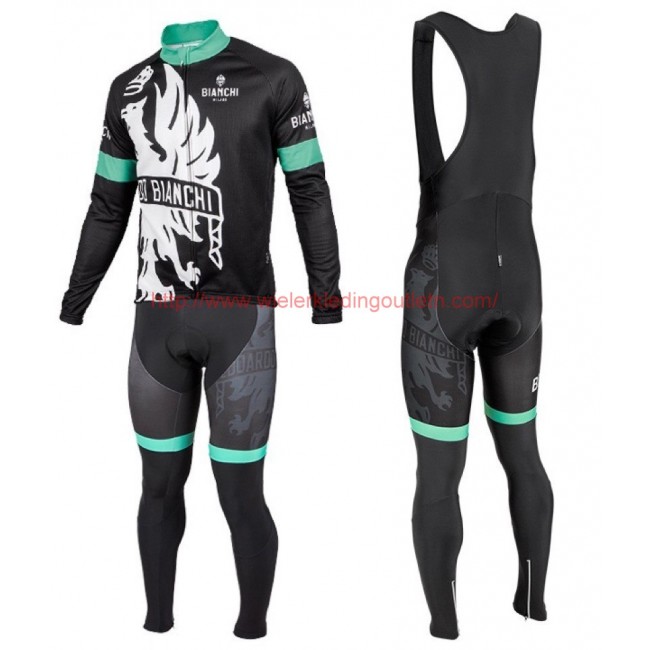 2016 Bianchi Milano Sorisole zwart-groen Set Wielerkleding Wielershirt lange mouw+Lange fietsbroeken Bib 213535 2016 Bianchi Milano Sorisole zwart-groen Set Wielerkleding Wielershirt lange mouw+Lange fietsbroeken Bib 213535