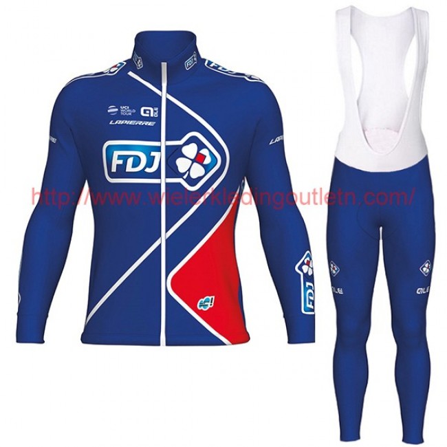 2017 FDJ Blauw Wielerkleding Wielershirt lange mouw+Lange fietsbroeken Bib 17041837 2017 FDJ Blauw Wielerkleding Wielershirt lange mouw+Lange fietsbroeken Bib 17041837