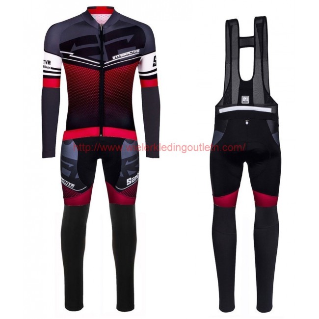 2016 Santini Interactive 30 zwart-rood Set Wielerkleding Wielershirt lange mouw+Lange fietsbroeken Bib 213641 2016 Santini Interactive 30 zwart-rood Set Wielerkleding Wielershirt lange mouw+Lange fietsbroeken Bib 213641