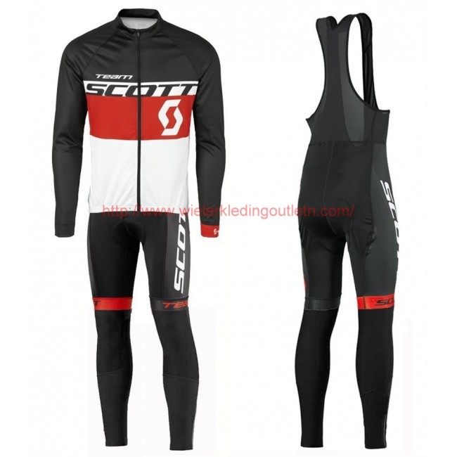 2016 Scott Team zwart-rood-wit Set Wielerkleding Wielershirt lange mouw+Lange fietsbroeken Bib 213661 2016 Scott Team zwart-rood-wit Set Wielerkleding Wielershirt lange mouw+Lange fietsbroeken Bib 213661