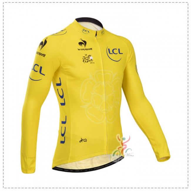 Tour de France le coq sportif 2014 Fietsshirt lange mouw Geel 1386 Tour de France le coq sportif 2014 Fietsshirt lange mouw Geel 1386