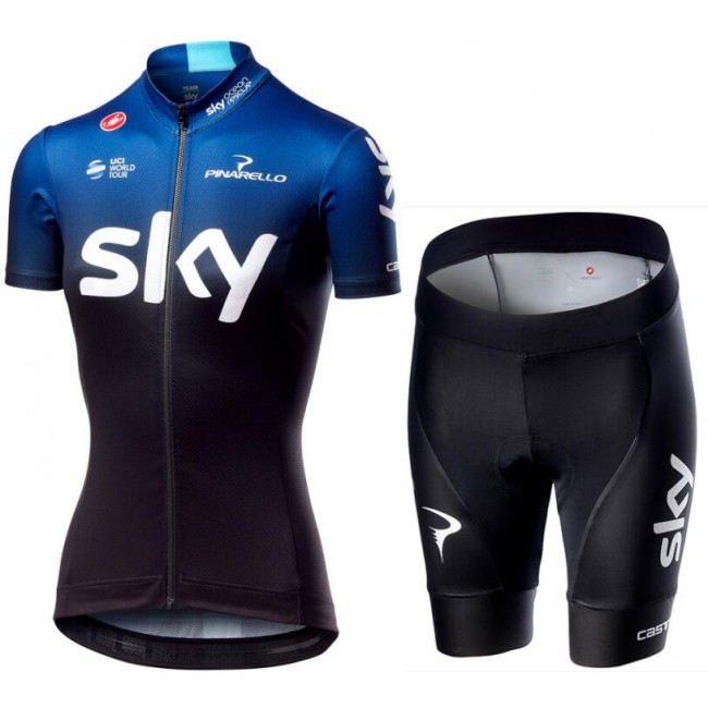 TEAM SKY 2019 Dames Fietskleding Set Fietsshirt Korte Mouw+Korte fietsbroeken 190224043 TEAM SKY 2019 Dames Fietskleding Set Fietsshirt Korte Mouw+Korte fietsbroeken 190224043