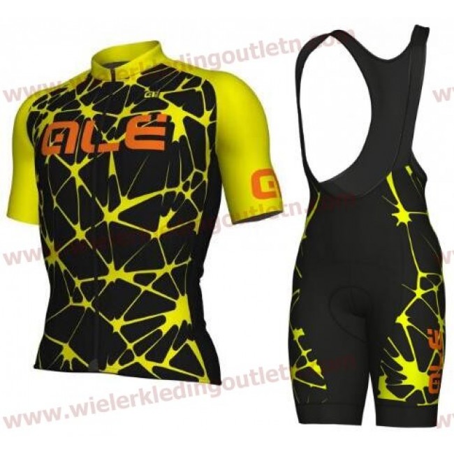 ALE SOLID Cracle Fluo yellow Wielerkleding Set Wielershirt korte mouwen+Fiets Koersbroek A2018986 ALE SOLID Cracle Fluo yellow Wielerkleding Set Wielershirt korte mouwen+Fiets Koersbroek A2018986