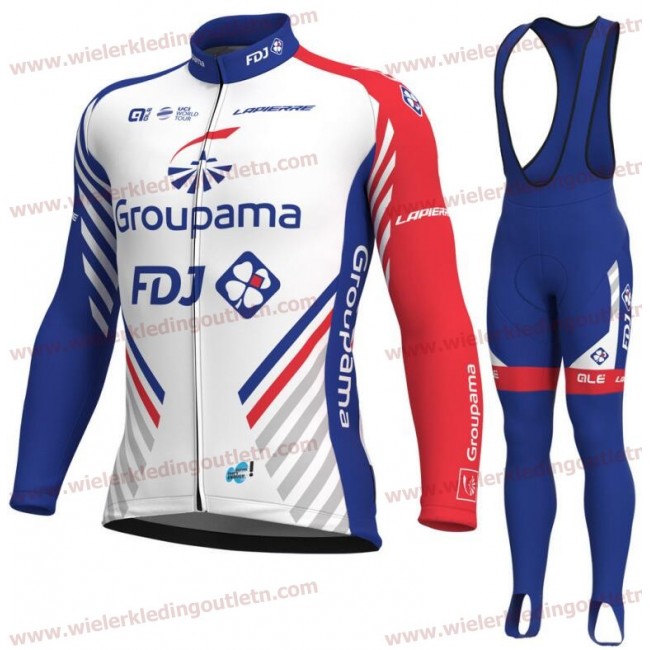 Groupama Fdj 2018 Fietskleding Set Wielershirt Lange Mouw+Lange fietsbroeken Bib 18A0008 Groupama Fdj 2018 Fietskleding Set Wielershirt Lange Mouw+Lange fietsbroeken Bib 18A0008
