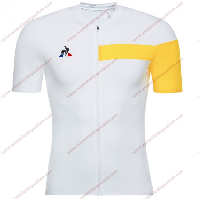 Le Coq Sportif Optical Geel wit Wielershirt korte mouw 18C10223 Le Coq Sportif Optical Geel wit Wielershirt korte mouw 18C10223