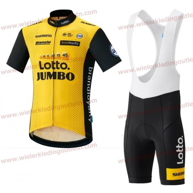 LottoNL-Jumbo 2018 Wielerkleding Set Wielershirt korte mouwen+Fiets Koersbroek D142 LottoNL-Jumbo 2018 Wielerkleding Set Wielershirt korte mouwen+Fiets Koersbroek D142
