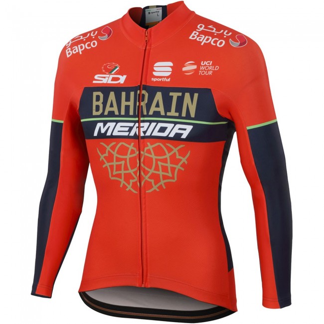 2018 Profteam Merida Bahrain rood Wielershirts lange mouw DEQYe 2018 Profteam Merida Bahrain rood Wielershirts lange mouw DEQYe