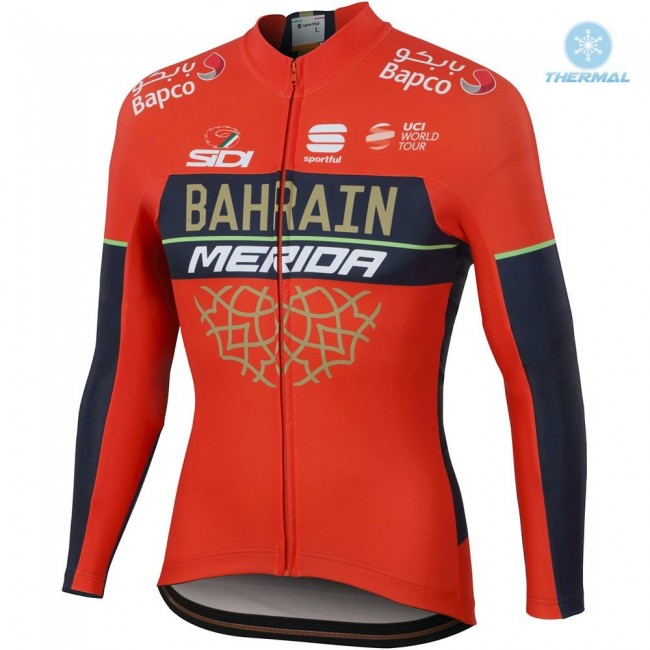 2018 Profteam Merida Bahrain rood Fietsshirt lange mouw Winter TXyE4 2018 Profteam Merida Bahrain rood Fietsshirt lange mouw Winter TXyE4