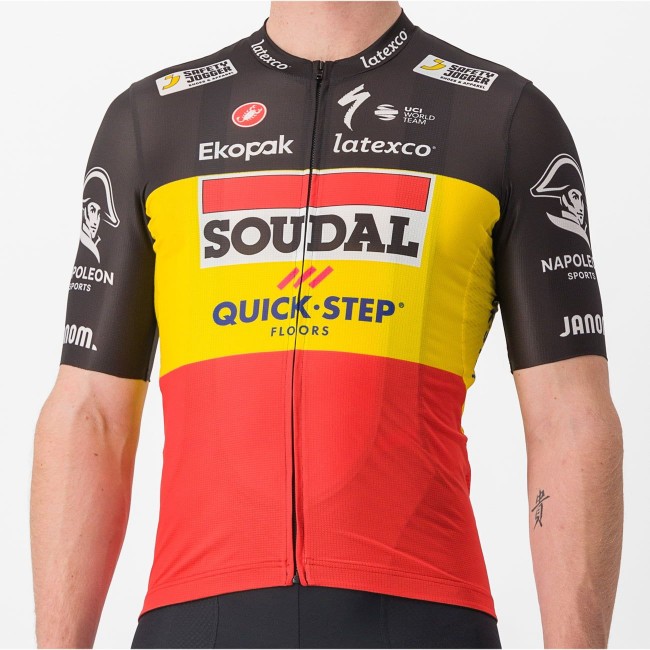 Soudal Quick-Step Belgisch Kampioen 2023 Competizione wielertrui met korte mouwen professioneel wielerteam Soudal Quick-Step Belgisch Kampioen 2023 Competizione wielertrui met korte mouwen professioneel wielerteam